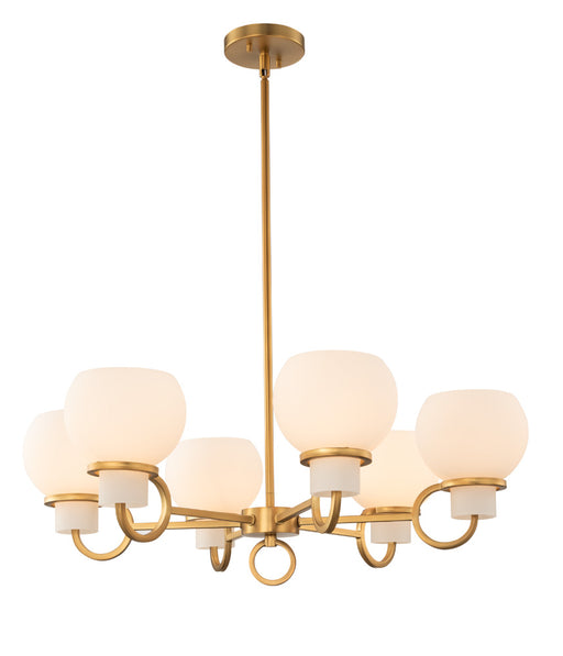 Kalco - 513072WB - Six Light Chandelier - Ascher - Winter Brass