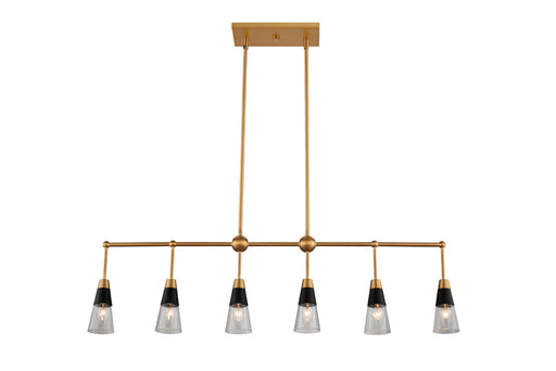 Kalco - 513161BNB - Six Light Island Pendant - Ponti - Matte Black w New Brass