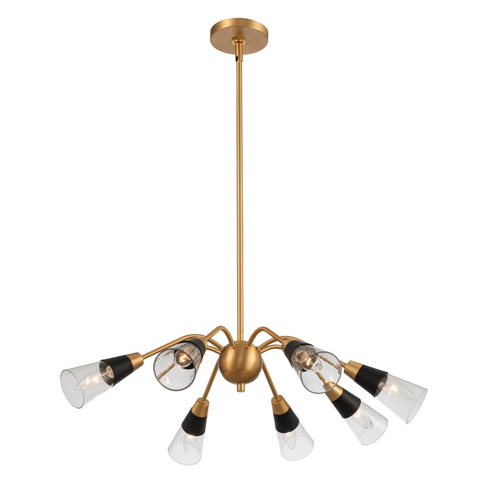 Kalco - 513172BNB - Eight Light Chandelier - Ponti - Matte Black w New Brass