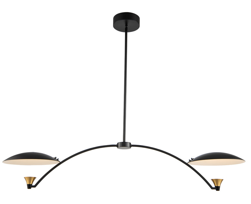 Kalco - 513661BWB - LED Island Pendant - Redding - Matte Black w White and Brass Accent