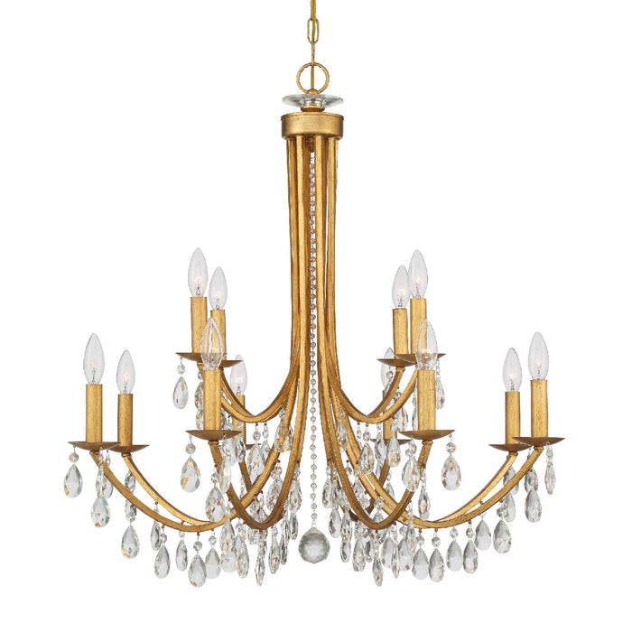 Crystorama - 8829-GA-CL-MWP - 12 Light Chandelier - Bridgehampton - Antique Gold