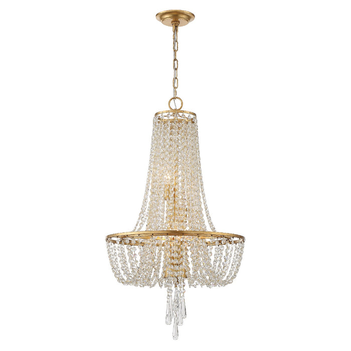 Crystorama - ARC-1907-GA-CL-MWP - Four Light Chandelier - Arcadia - Antique Gold