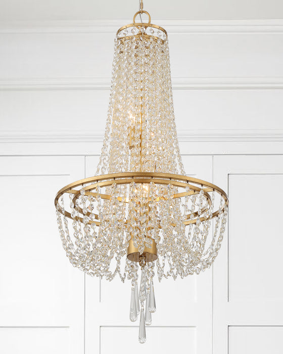 Crystorama - ARC-1907-GA-CL-MWP - Four Light Chandelier - Arcadia - Antique Gold