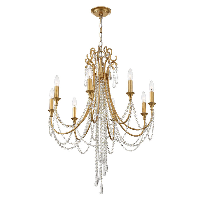 Crystorama - ARC-1908-GA-CL-MWP - Eight Light Chandelier - Arcadia - Antique Gold