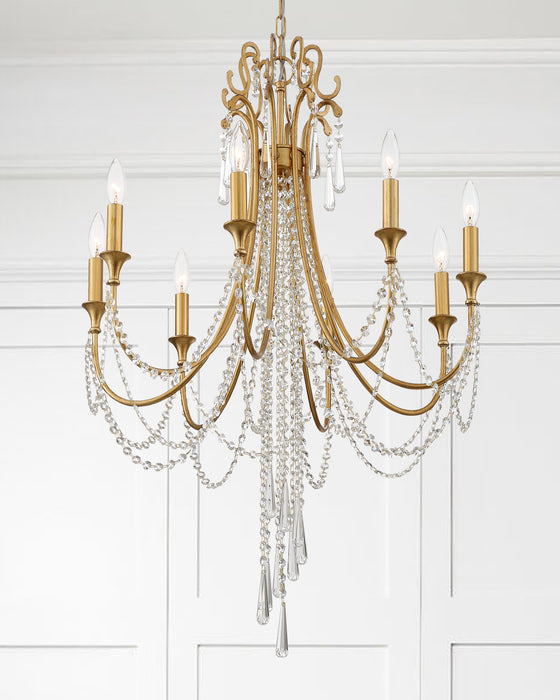 Crystorama - ARC-1908-GA-CL-MWP - Eight Light Chandelier - Arcadia - Antique Gold