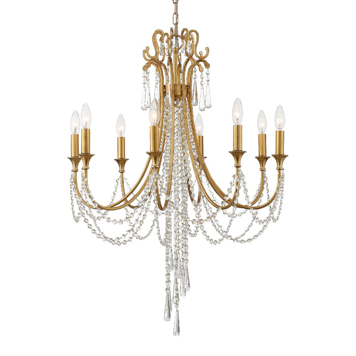 Crystorama - ARC-1908-GA-CL-MWP - Eight Light Chandelier - Arcadia - Antique Gold