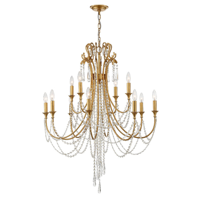 Crystorama - ARC-1909-GA-CL-MWP - 12 Light Chandelier - Arcadia - Antique Gold