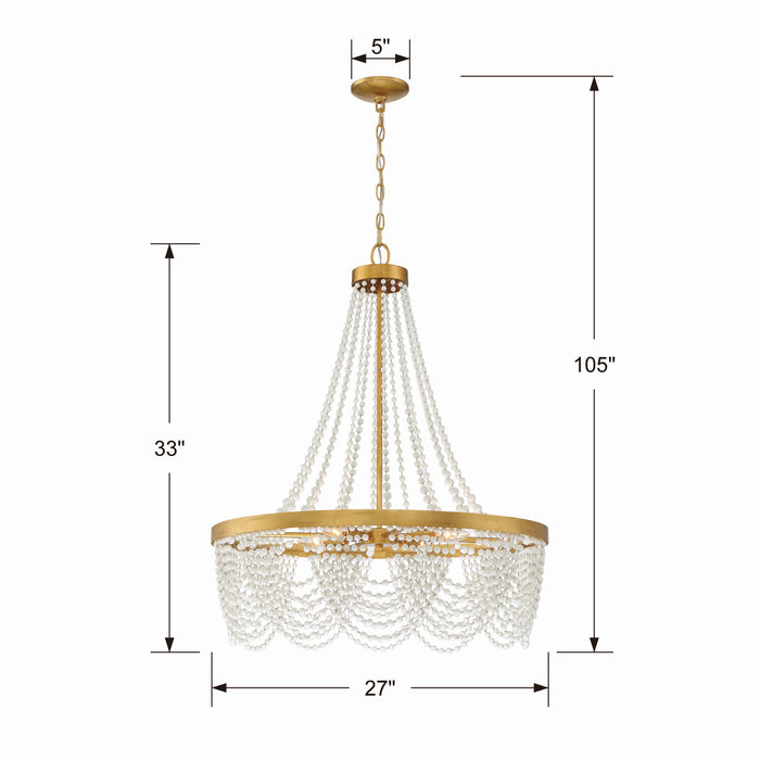 Crystorama - FIO-A9104-GA-WH - Four Light Chandelier - Fiona - Antique Gold