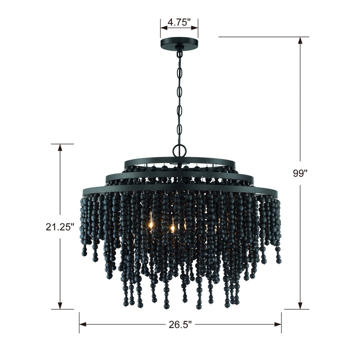 Crystorama - POP-A5076-MK - Six Light Chandelier - Poppy - Matte Black