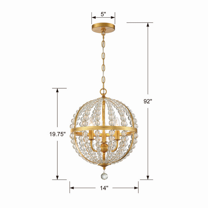 Crystorama - ROX-A9003-GA - Three Light Chandelier - Roxy - Antique Gold