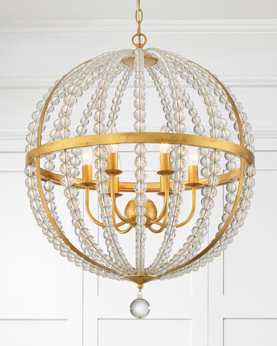 Crystorama - ROX-A9006-GA - Six Light Chandelier - Roxy - Antique Gold