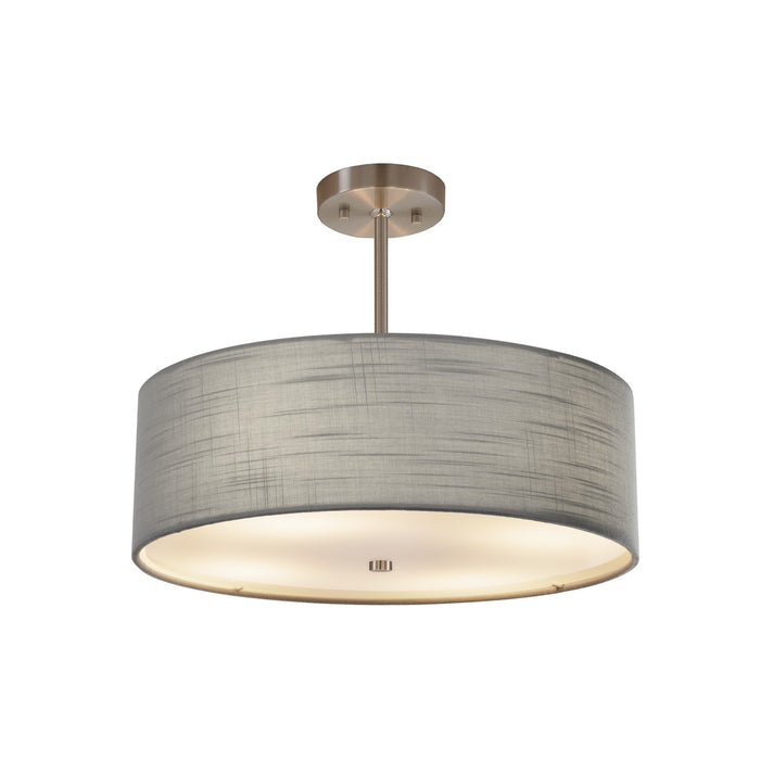 Justice Designs - FAB-9591-GRAY-NCKL - Three Light Pendant - Textile - Brushed Nickel