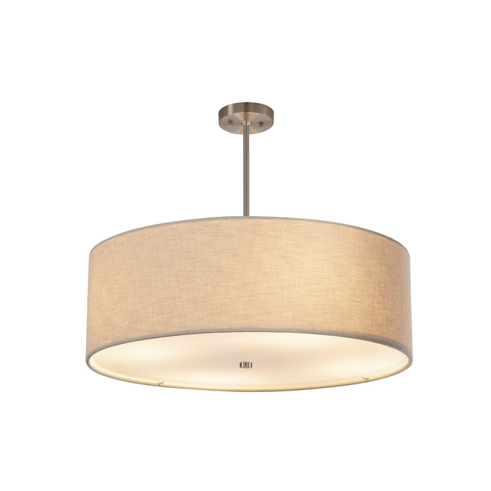 Justice Designs - FAB-9592-CREM-NCKL - Six Light Pendant - Textile - Brushed Nickel