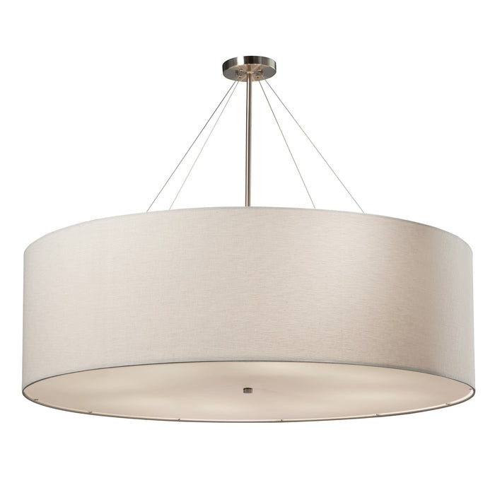 Justice Designs - FAB-9597-WHTE-NCKL - Eight Light Pendant - Textile - Brushed Nickel