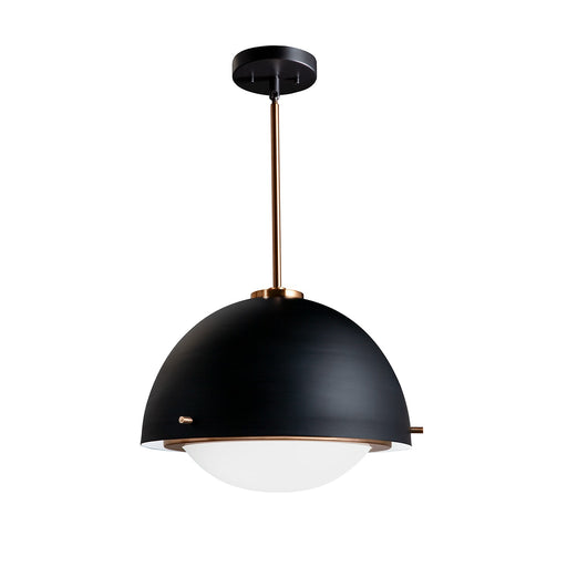 Justice Designs - FSN-4001-OPAL-MBBR - Two Light Pendant - Fusion - Matte Black w/ Brass