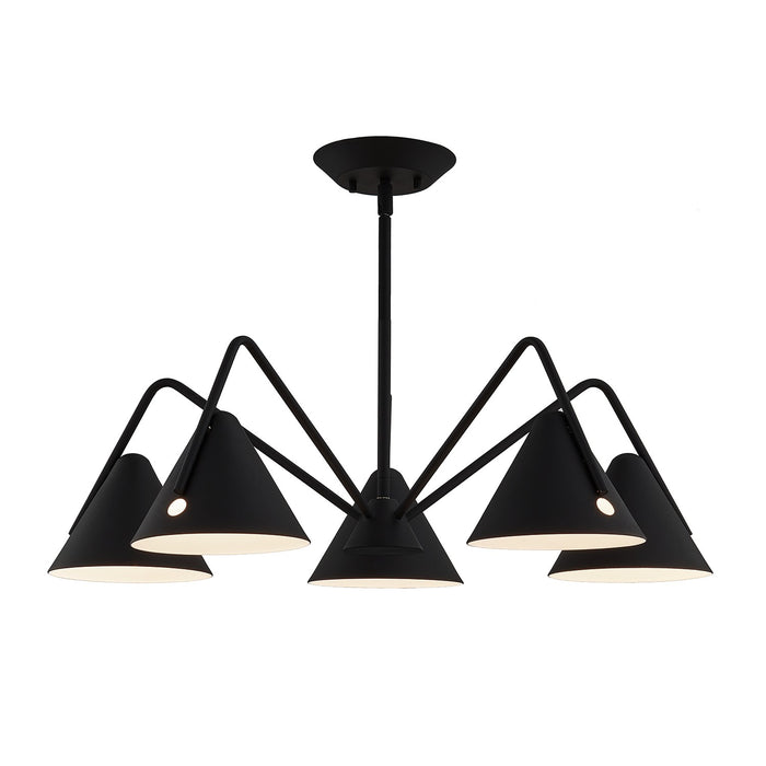 Justice Designs - NSH-4245-MBTX - LED Chandelier - Zag - Matte Black - Textured