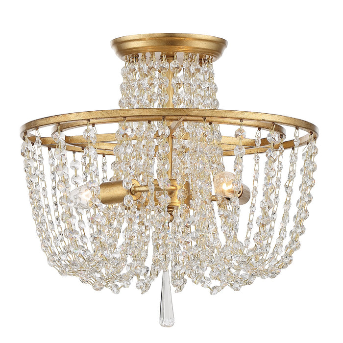 Crystorama - ARC-1900-GA-CL-MWP - Three Light Semi Flush Mount - Arcadia - Antique Gold