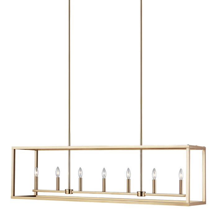 Generation Lighting. - 6634507-848 - Seven Light Island Pendant - Moffet Street - Satin Brass