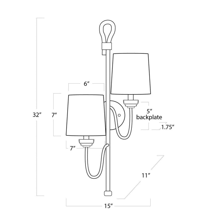 Regina Andrew - 15-1125 - Two Light Wall Sconce - Bimini - Natural