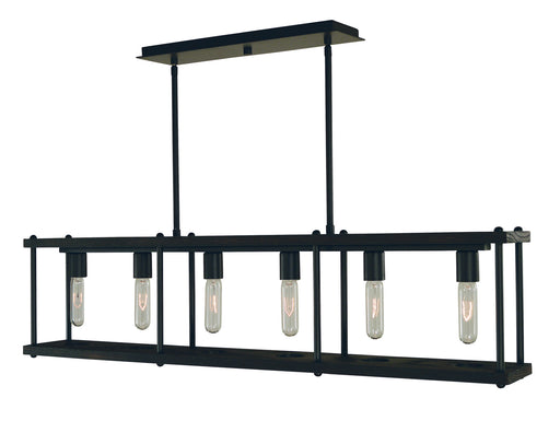 Framburg - 5536 MBLACK - Six Light Island Chandelier - Industria - Matte Black