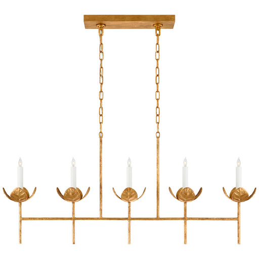 Visual Comfort Signature - JN 5630AGL - Five Light Linear Chandelier - Illana - Antique Gold Leaf