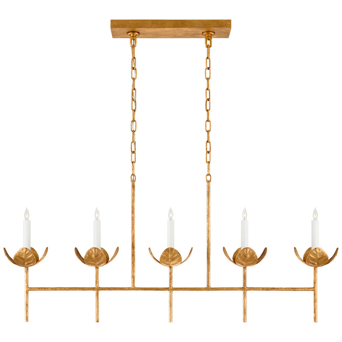 Visual Comfort Signature - JN 5630AGL - Five Light Linear Chandelier - Illana - Antique Gold Leaf