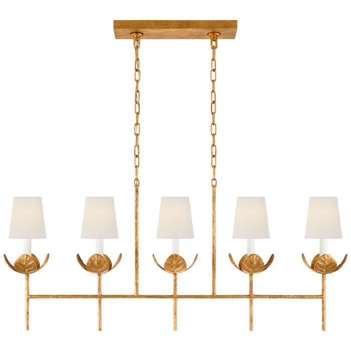 Visual Comfort Signature - JN 5630AGL-L - Five Light Linear Chandelier - Illana - Antique Gold Leaf