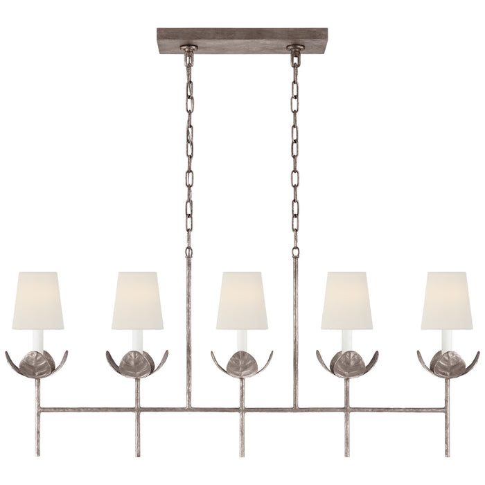 Visual Comfort Signature - JN 5630BSL-L - Five Light Linear Chandelier - Illana - Burnished Silver Leaf