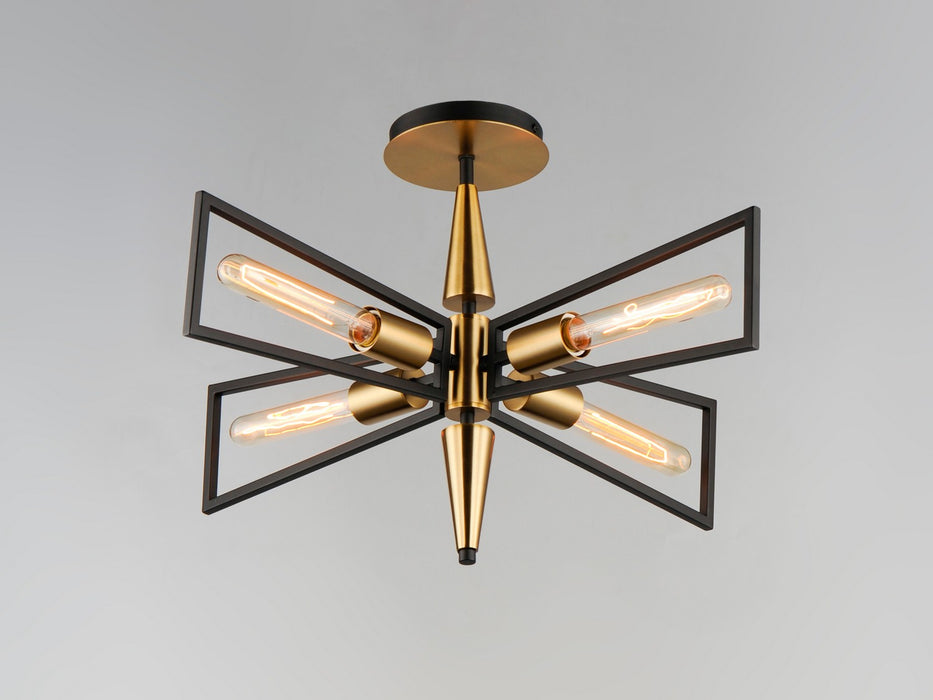 Maxim - 11650BKSBR - Four Light Flush Mount - Wings - Black / Satin Brass