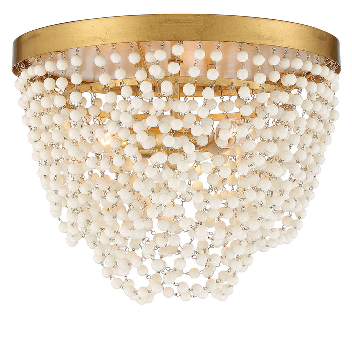 Crystorama - FIO-A9103-GA-WH - Three Light Flush Mount - Fiona - Antique Gold