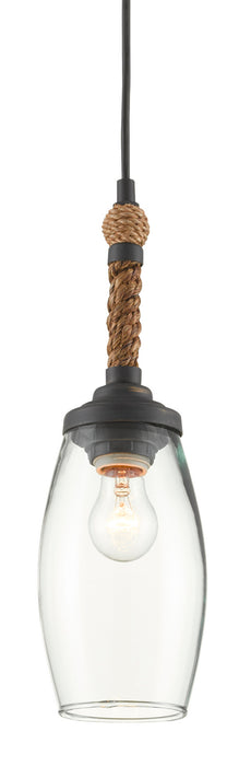 Currey and Company - 9000-0650 - One Light Pendant - Hightider - French Black/Natural Rope