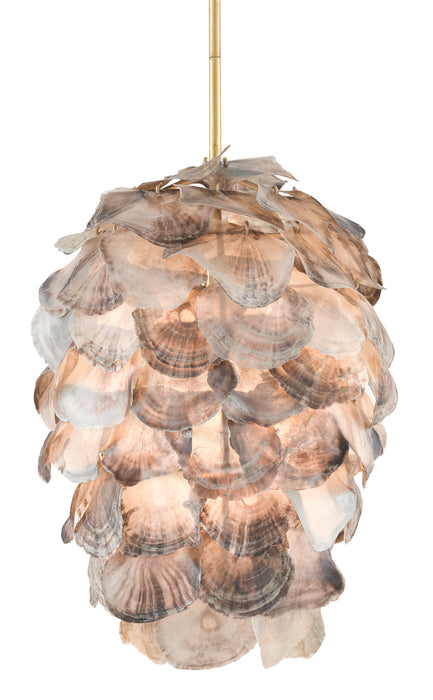 Currey and Company - 9000-0736 - One Light Pendant - Cruselle - Contemporary Gold Leaf/Painted Gold/Natural Shell