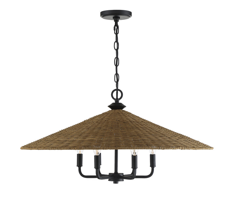 Savoy House - 7-7772-6-180 - Six Light Pendant - Eman - Matte Black with Dark Rattan