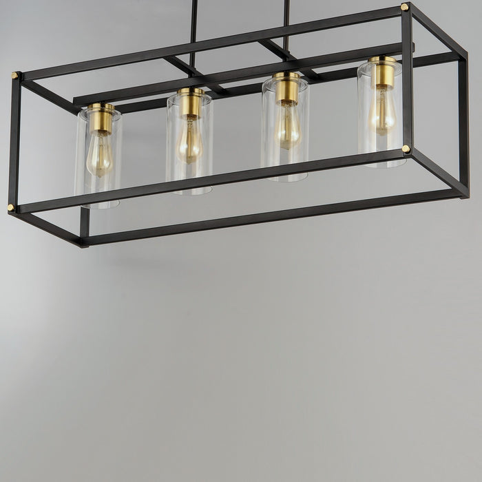 Maxim - 2644BKAB - Four Light Linear Pendant - Capitol - Black / Antique Brass