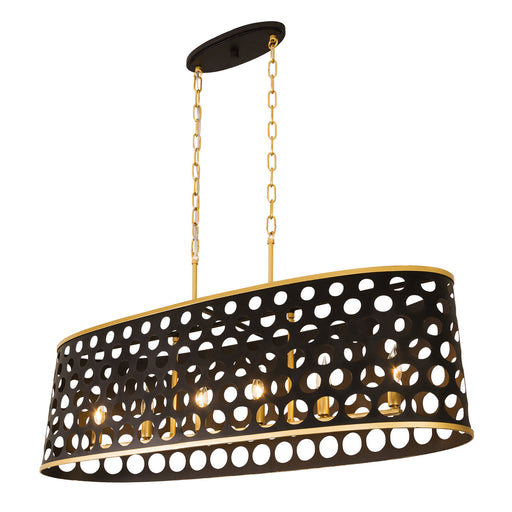 Varaluz - 346N06MBFG - Six Light Pendant - Bailey - Matte Black/French Gold