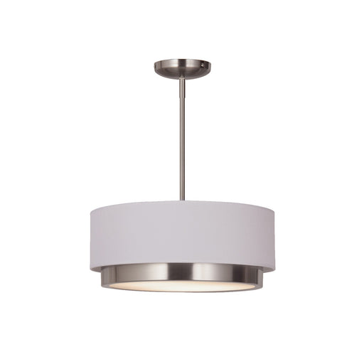 Justice Designs - FAB-4475-WHTE-NCKL - LED Pendant - Textile - Brushed Nickel