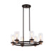 Justice Designs - FSN-4363-SEED-MBBR - Six Light Chandelier - Fusion - Matte Black w/ Brass