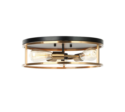 Justice Designs - NSH-4480-MBBR - Three Light Flush-Mount - Knox - Matte Black w/ Brass