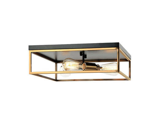 Justice Designs - NSH-4490-MBBR - Three Light Flush-Mount - Knox - Matte Black w/ Brass