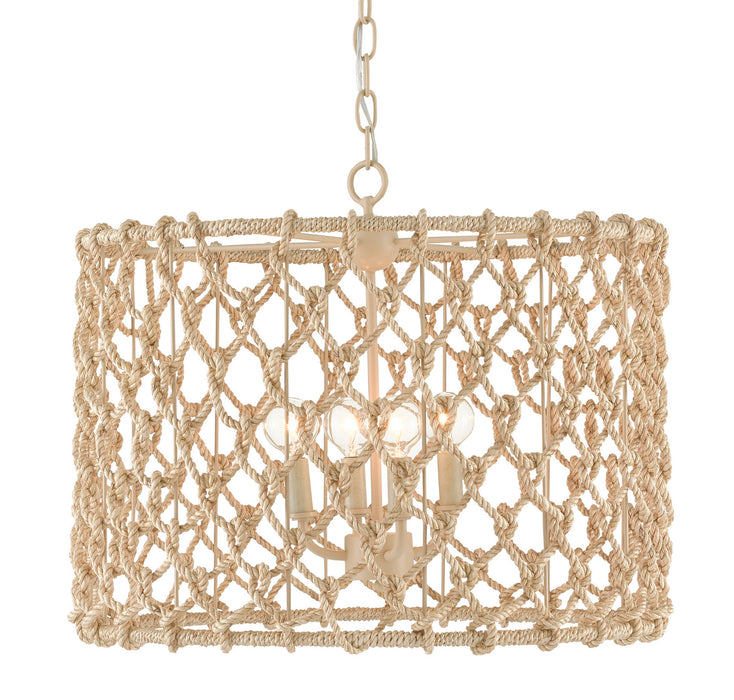 Currey and Company - 9000-0803 - Four Light Chandelier - Chesapeake - Beige/Smokewood/Natural Rope