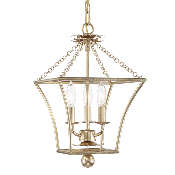 Crystorama - 514-GA - Three Light Mini Chandelier - Broche - Antique Gold