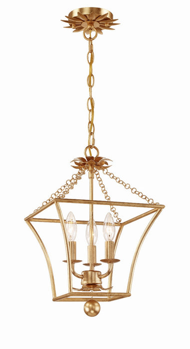 Crystorama - 514-GA - Three Light Mini Chandelier - Broche - Antique Gold