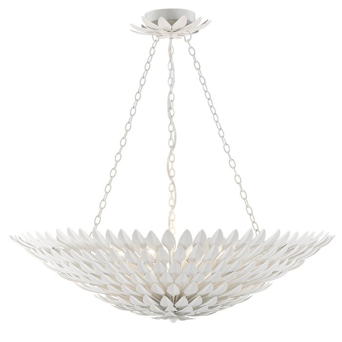 Crystorama - 519-MT - Eight Light Chandelier - Broche - Matte White