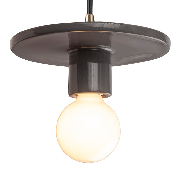 Justice Designs - CER-6320-GRY-ABRS-BKCD - One Light Pendant - Radiance - Gloss Grey