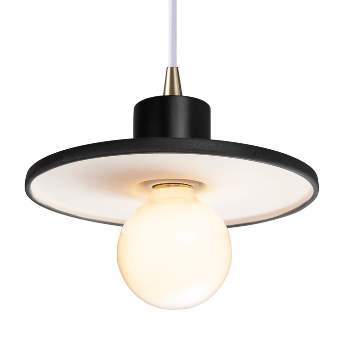 Justice Designs - CER-6325-BKMT-ABRS-WTCD - One Light Pendant - Radiance - Gloss Black with Matte White