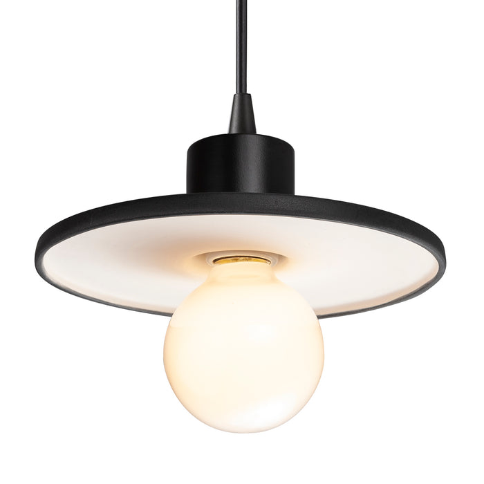 Justice Designs - CER-6325-BKMT-MBLK-BKCD - One Light Pendant - Radiance - Gloss Black with Matte White