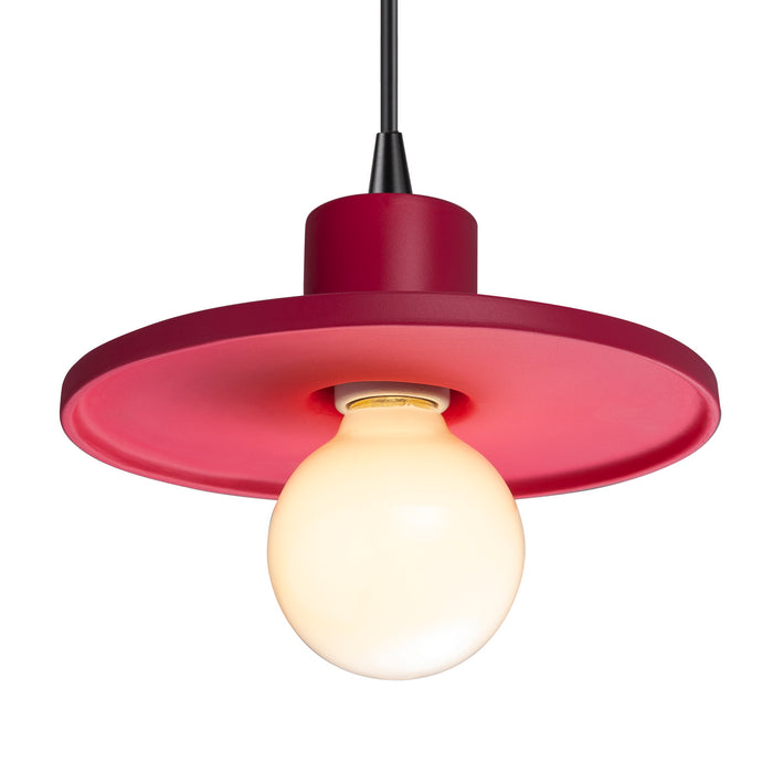 Justice Designs - CER-6325-CRSE-MBLK-BKCD - One Light Pendant - Radiance - Cerise