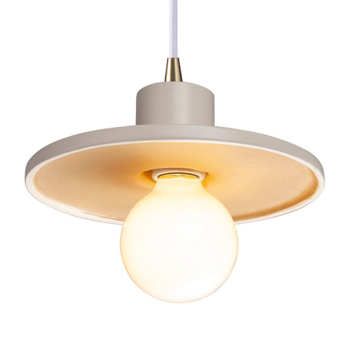 Justice Designs - CER-6325-MTGD-ABRS-WTCD - One Light Pendant - Radiance - Matte White with Champagne Gold