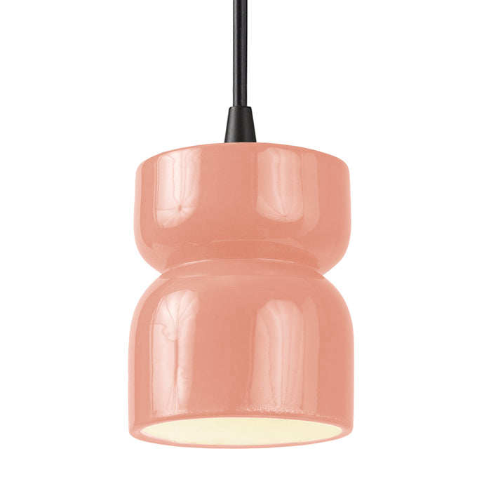 Justice Designs - CER-6500-BSH-MBLK-BKCD - One Light Pendant - Radiance - Gloss Blush