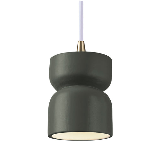 Justice Designs - CER-6500-PWGN-ABRS-WTCD - One Light Pendant - Radiance - Pewter Green